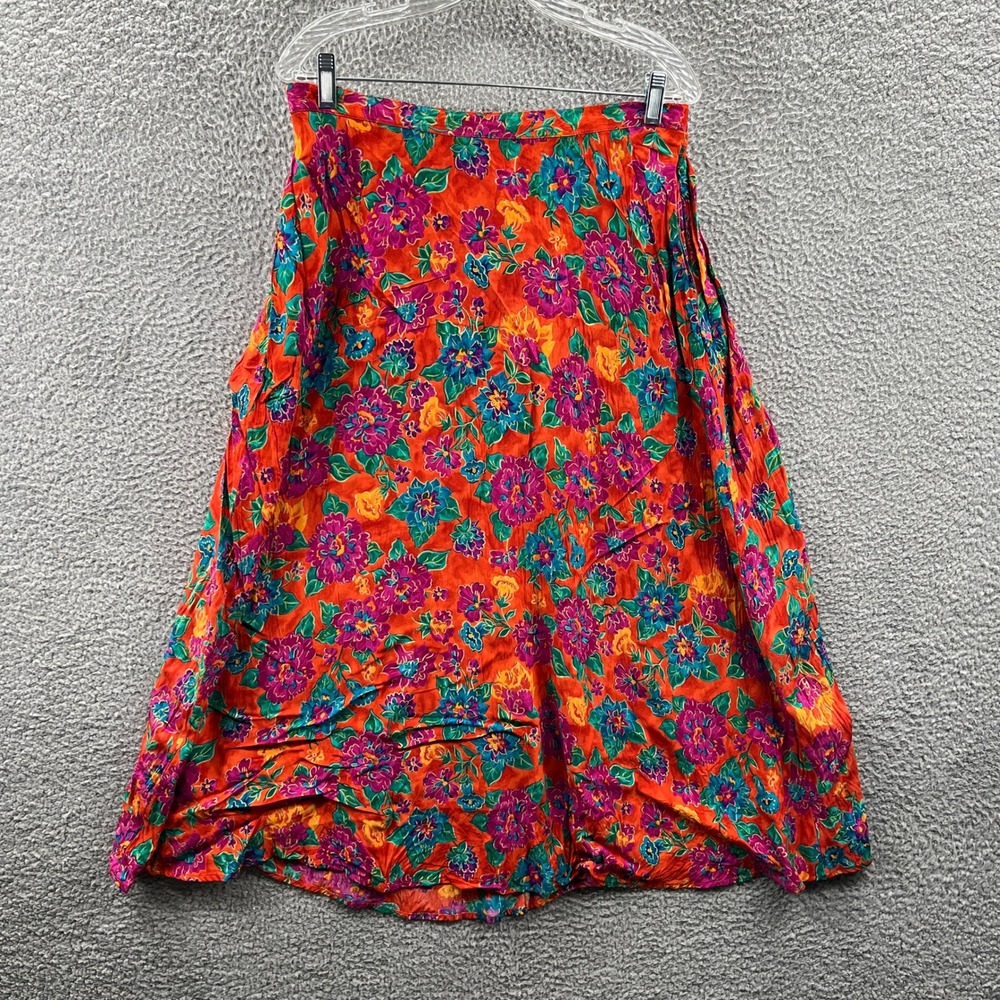 Vintage Carole Little Womens Midi Skirt 16 Floral Boho Artsy Statement Retro 90s